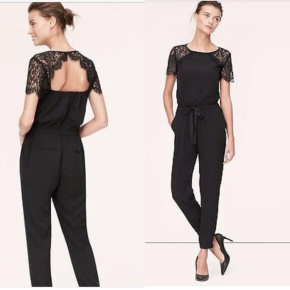 petite black lace jumpsuit